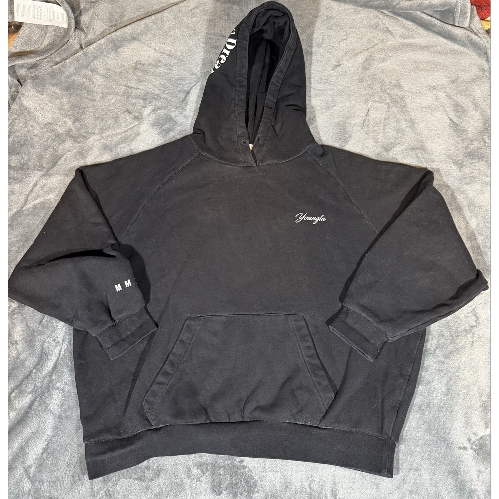YoungLA Hoodie Mens Medium Black Young Dreamers MMXIV Graphic Pullover Fleece